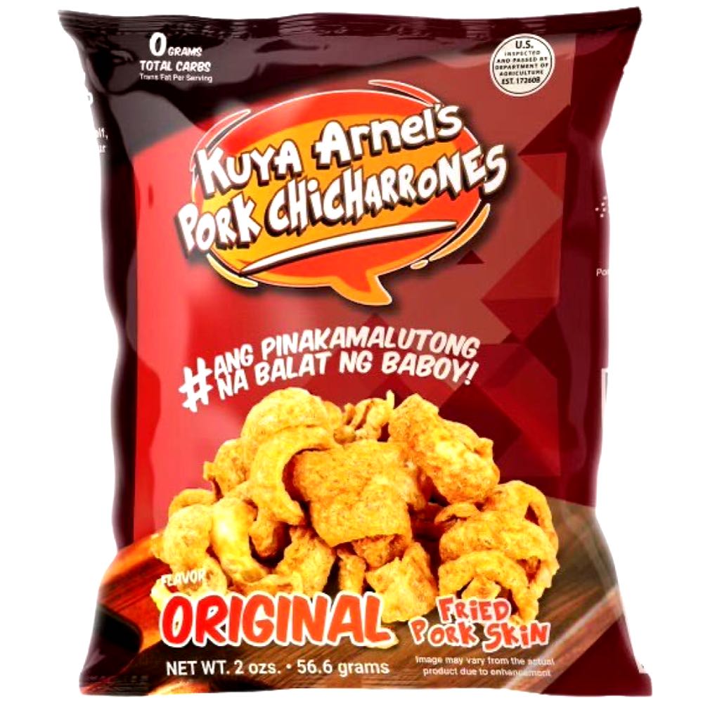 Kuya Arnel’s – Pork Chicharrones – Original Flavor – Fried Pork Skin – 2 OZ