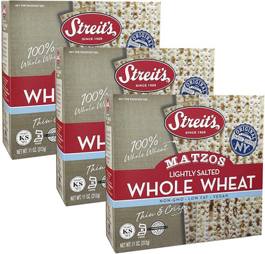 Streit’s Whole Wheat Lightly Salted Matzos, 11 Ounce (Pack of 3)