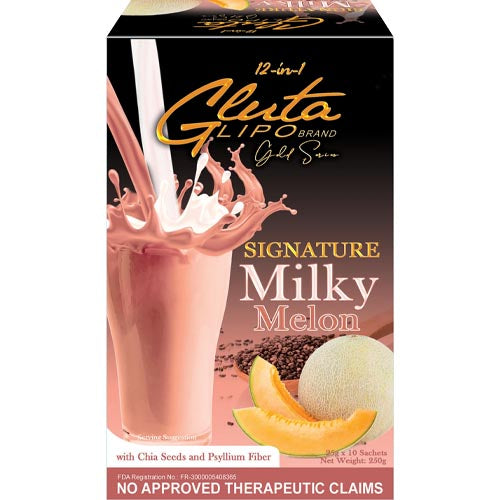 Gluta Lipo Brand – 12 in 1 Signature – Milky Melon – 10 Sachets – 250 G