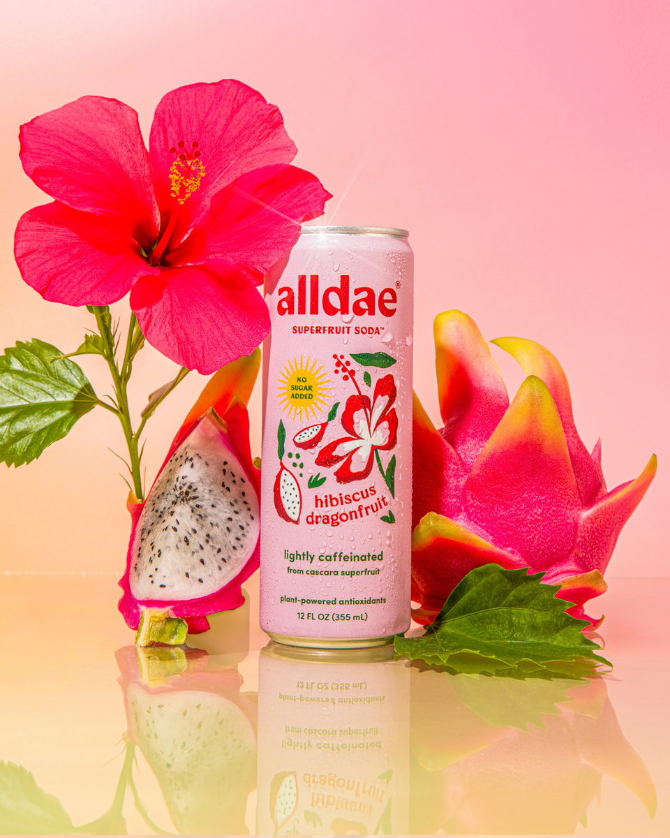 AllDae Hibiscus Dragonfruit Superfruit Soda Can – 12 cans x 12 oz case