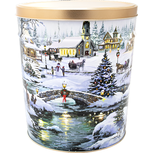 3.5 Gal Christmas Icy Lights Gourmet Popcorn Tin Can