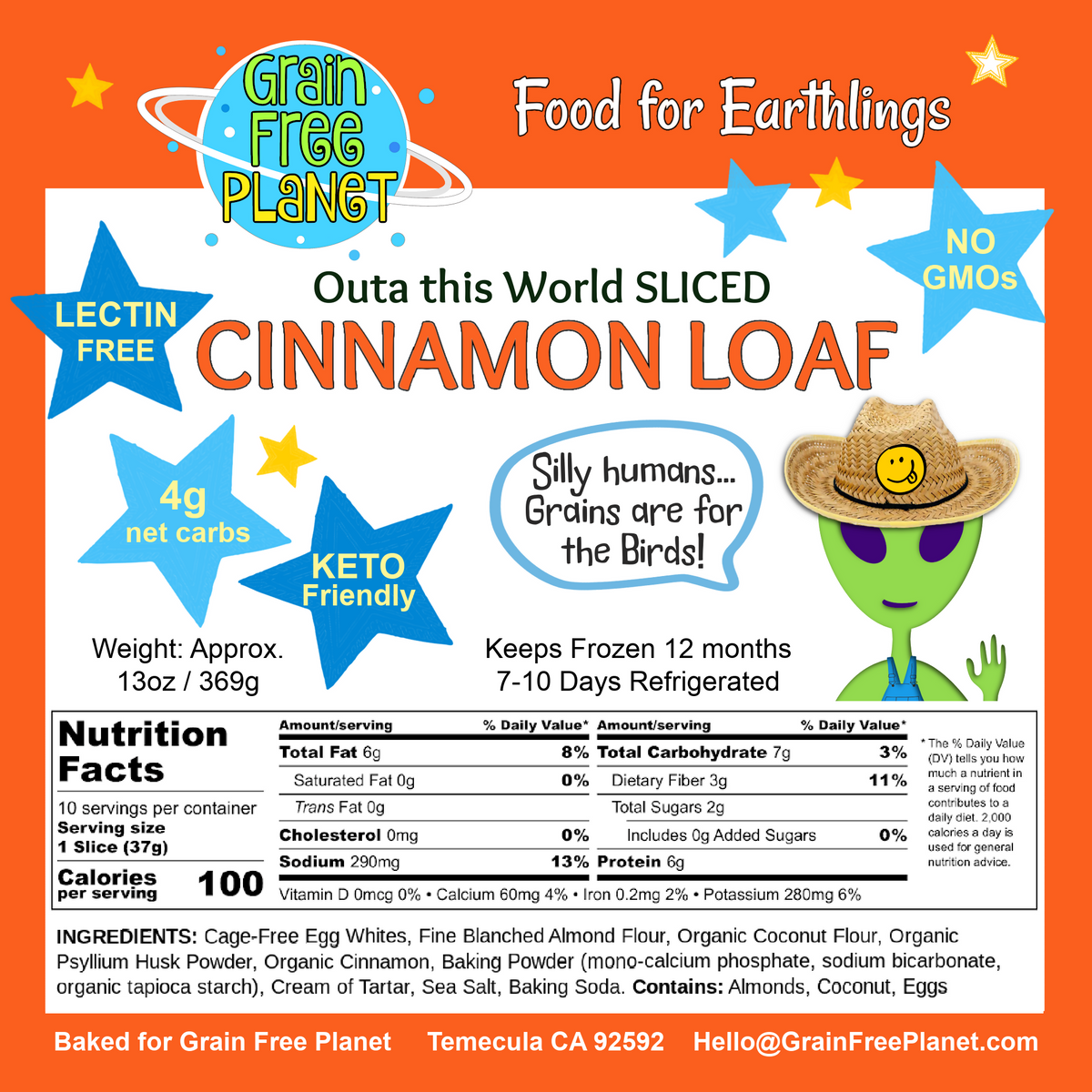 Grain Free Planet Keto Sliced Cinnamon Swirl Loaf Case
