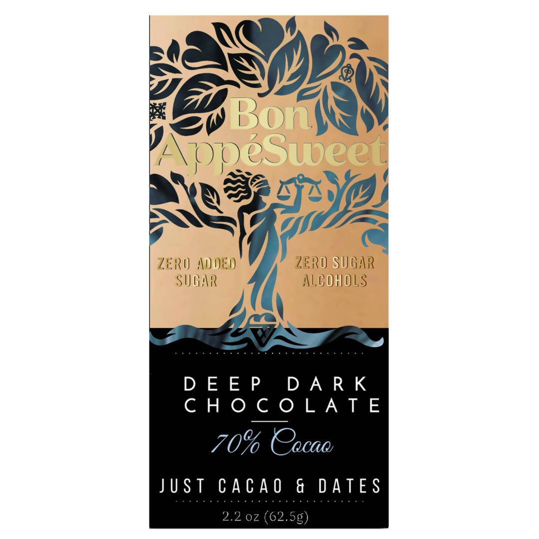 Bon AppeSweet Date-Sweetened Deep Dark Chocolate Bars – 12 x 2.2 oz