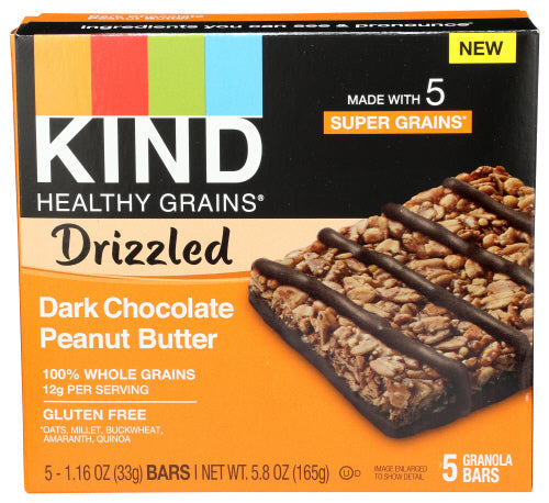 KIND – Drizzled Dark Chocolate Peanut Butter Granola Bar, 5.8 Oz
