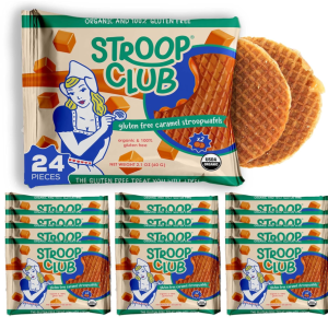 Stroop Club Gluten Free Traditional Caramel Organic Stroopwafels (NOT VEGAN Box – 12 packs x 2-pack case