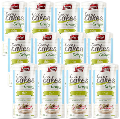 Lieber’s Corn Cakes, Crispy & Thin, Vegan, 2.9 oz (12 Pack)
