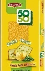 Britannia 50-50 crackers – Maska Chaska Family Pack 6x62g -Total 372g