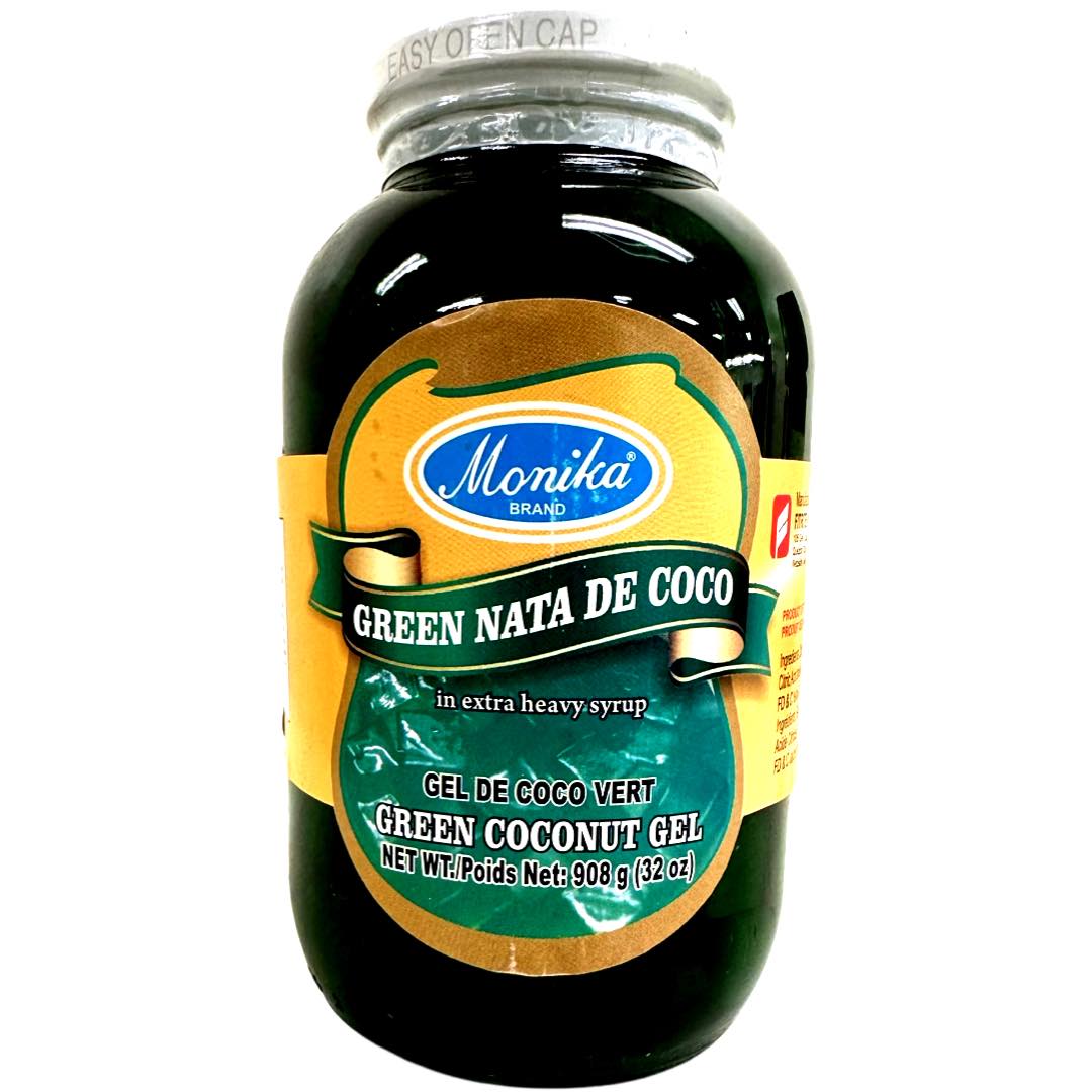 Monika Brand – Green Nata de Coco in Extra Heavy Syrup – Green Coconut Gel – 32 OZ