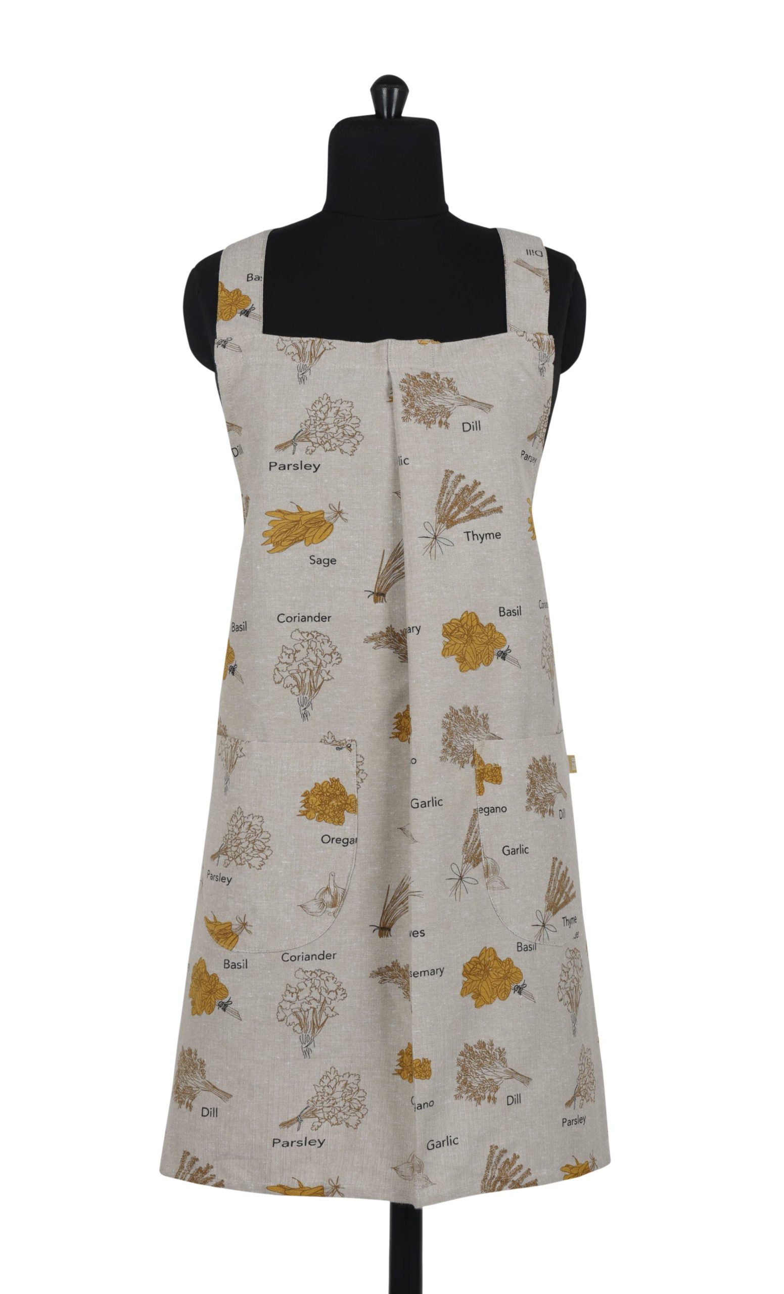 Raine & Humble – Apron Long Pinafore Herbs Mustard