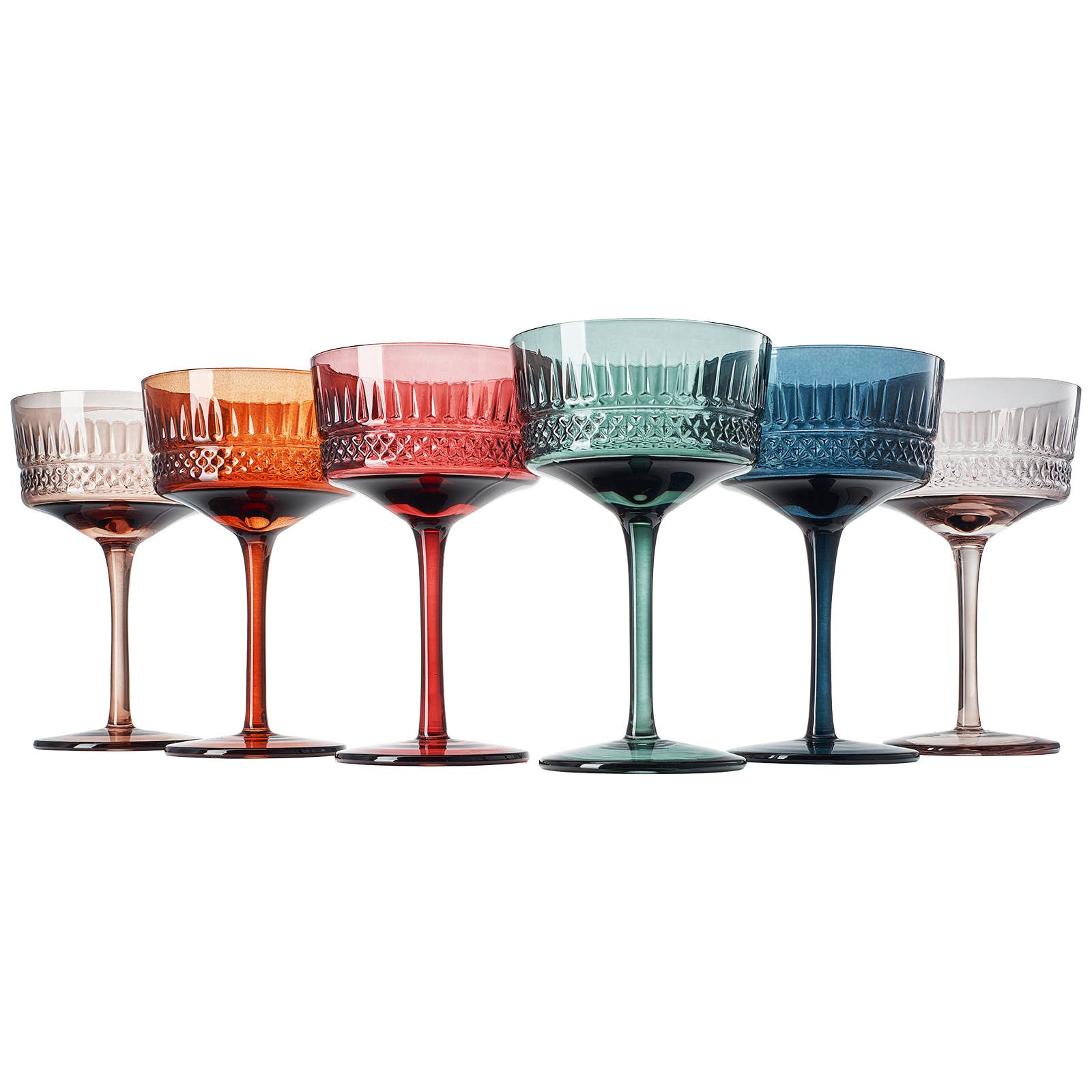 The Wine Savant | Elegant Vintage Art Deco Coupe Glasses – Muted Cryst