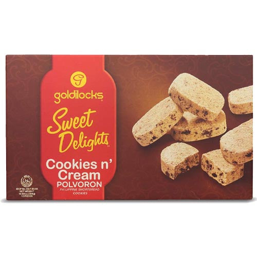 Goldilocks – Sweet Delights – Cookies and Cream – Polvoron – Philippine Shortbread Cookies – 12 Pieces – 10.60 OZ