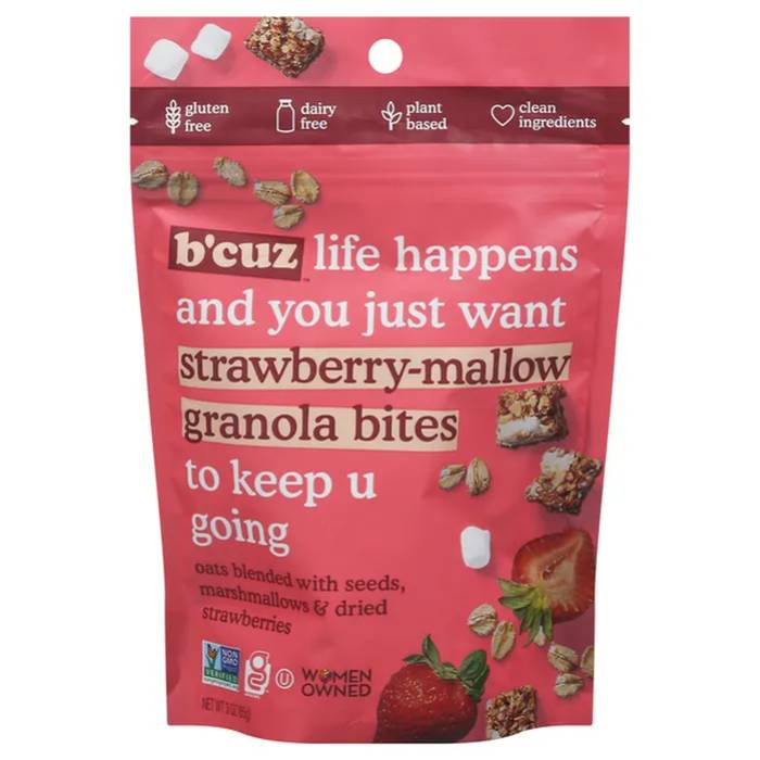 B’cuz Snacks – Granola Bites Straw`berry-Mallow, 5oz