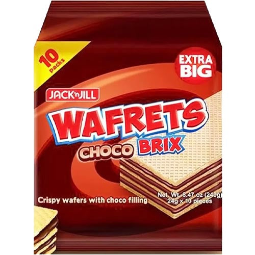 Jack ‘n Jill – Wafrets Choco Brix – Crispy Wafers with Choco Fillings – 10 Packs – 240 G