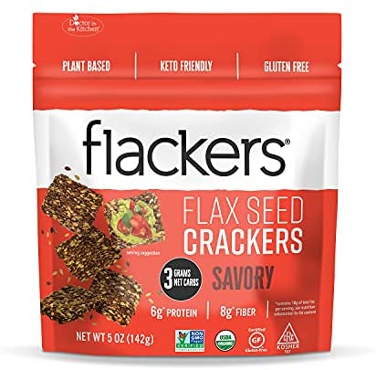 Flackers – Savory Flaxseed Crackers, 5 Ounce | Pack of 6