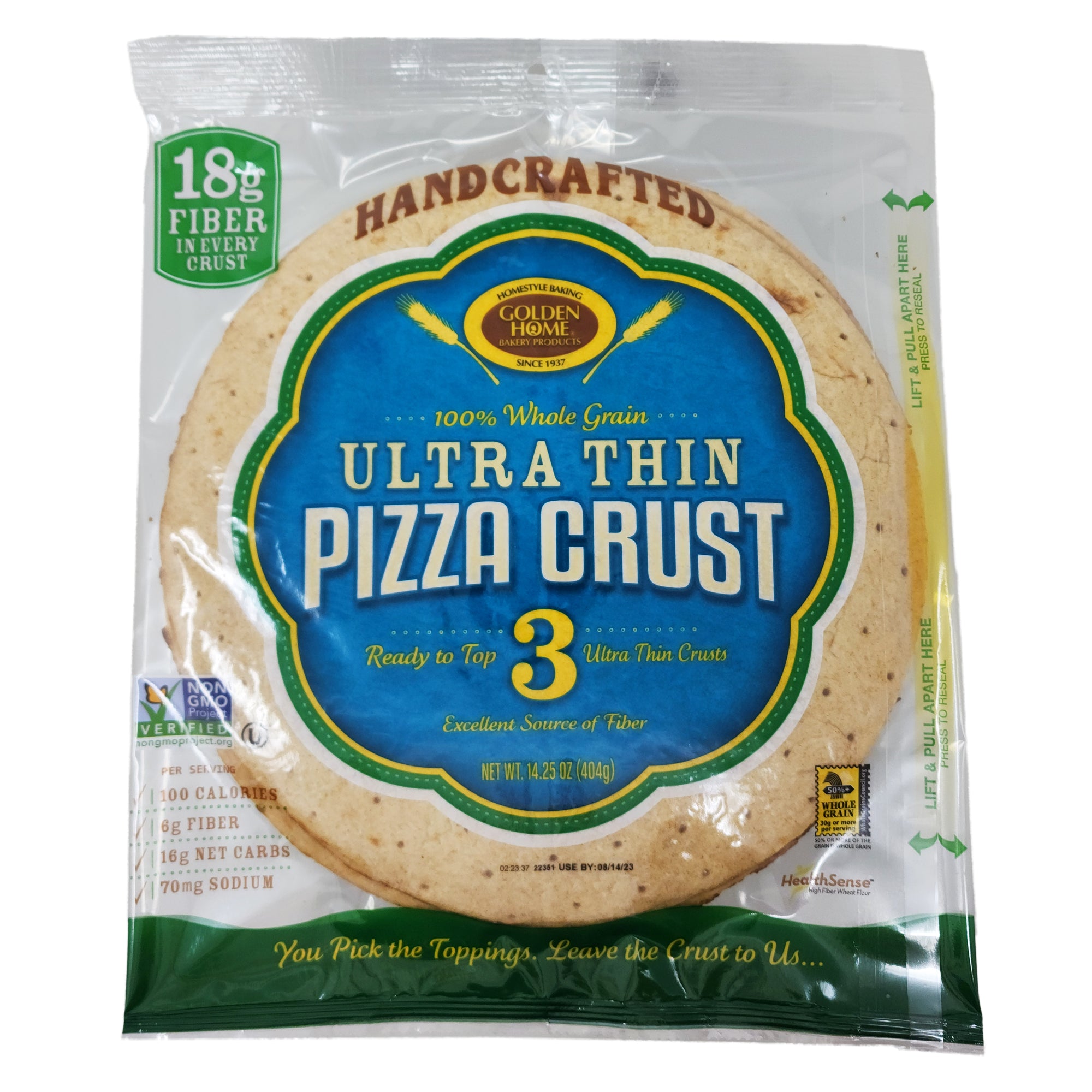 12 inch – Golden Home Whole Grain Ultra Thin Crust Pizza – 14.25oz.