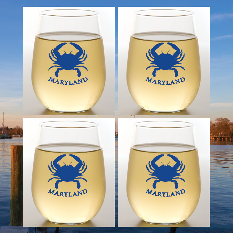 Wine-Oh! – MARYLAND BLUE CRAB Shatterproof Wine Glasses 2 pack