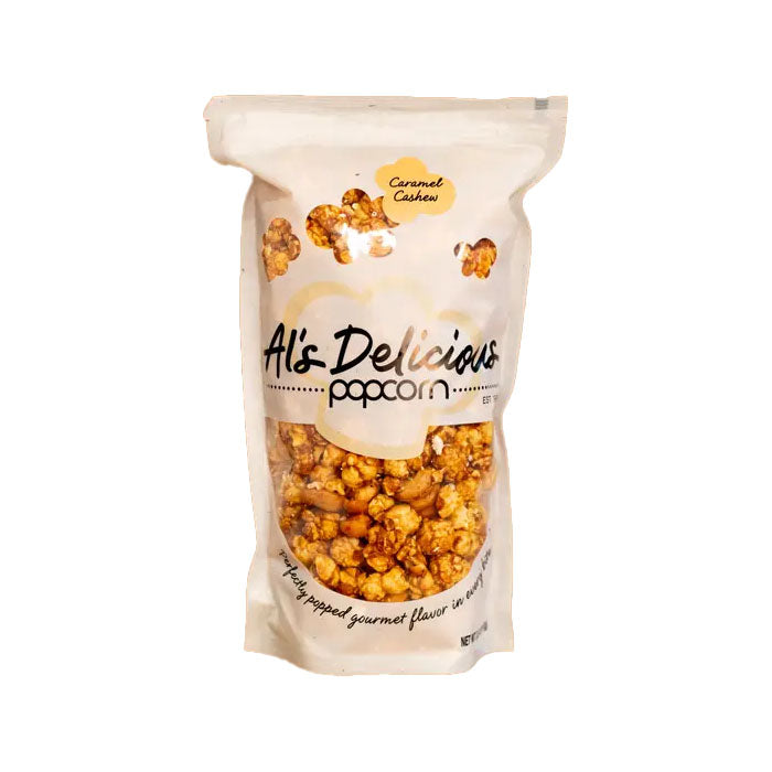 Al’s Popcorn 8.5oz – Caramel Cashew & Vanilla Butternut Flavors