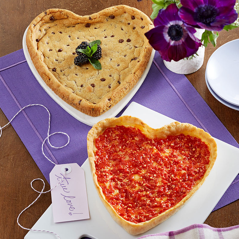 Lou’s Heart Shaped Chocolate Chip Cookie & Heart Shaped Pizza