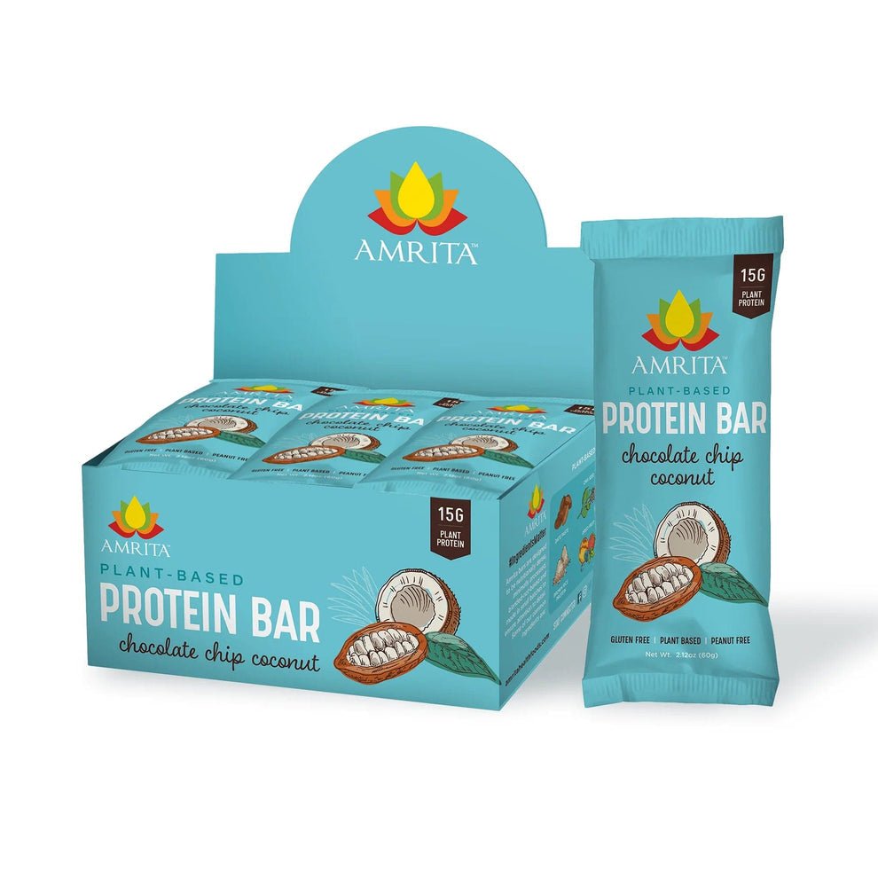 Amrita Bars Gluten-Free Chocolate Chip Coconut High Protein Bars – 12 x 2.12 oz