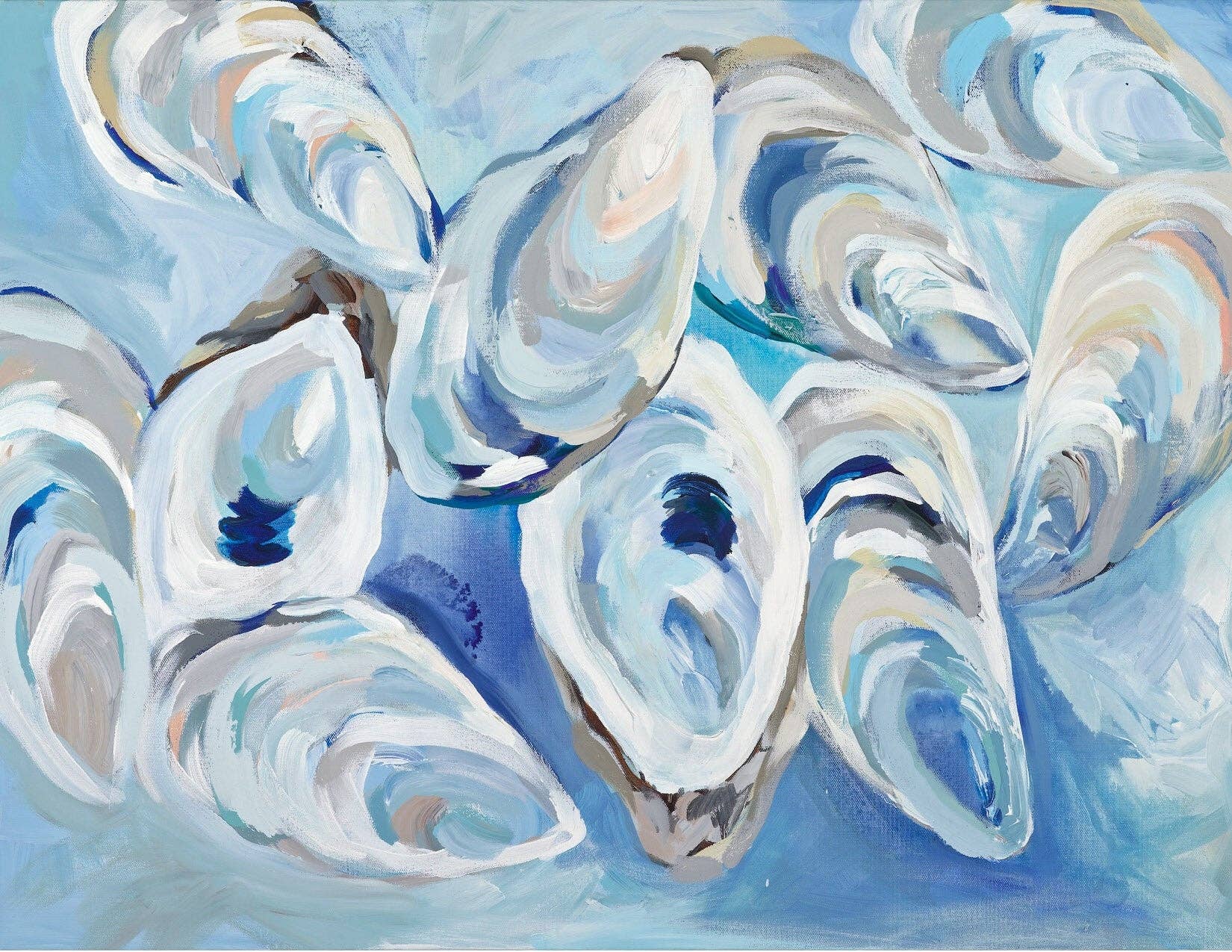 Kim Hovell Art – Sky Blue Oyster Cluster Print: 8 x 10″