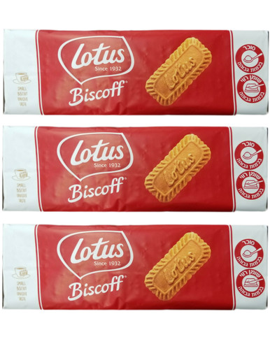 Lotus Biscoff Kosher Caramelized Cookies, Imported from Israel, Vegan Friendly, 250g (Pack of 3)