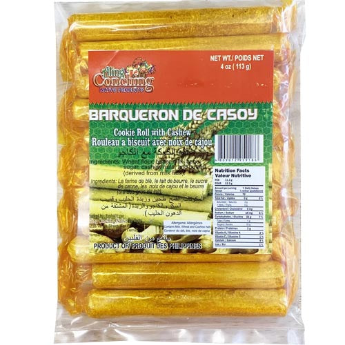 Aling Conching – Barqueron De Casoy – (Barquiron) Cookie Roll with Cashew – 4 OZ