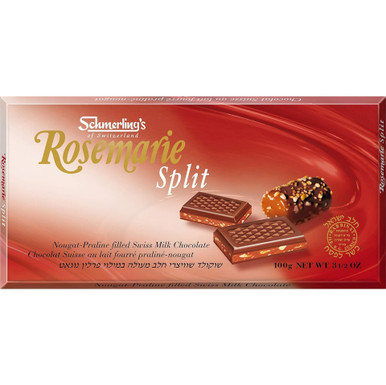 Schmerling’s Rosemarie Split Swiss Milk Chocolate Bar, Nougat-Praline Filled, 3.5 oz