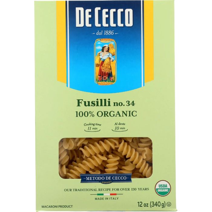 De Cecco – Organic Fusilli Pasta, 12 Oz (Pack Of 12)