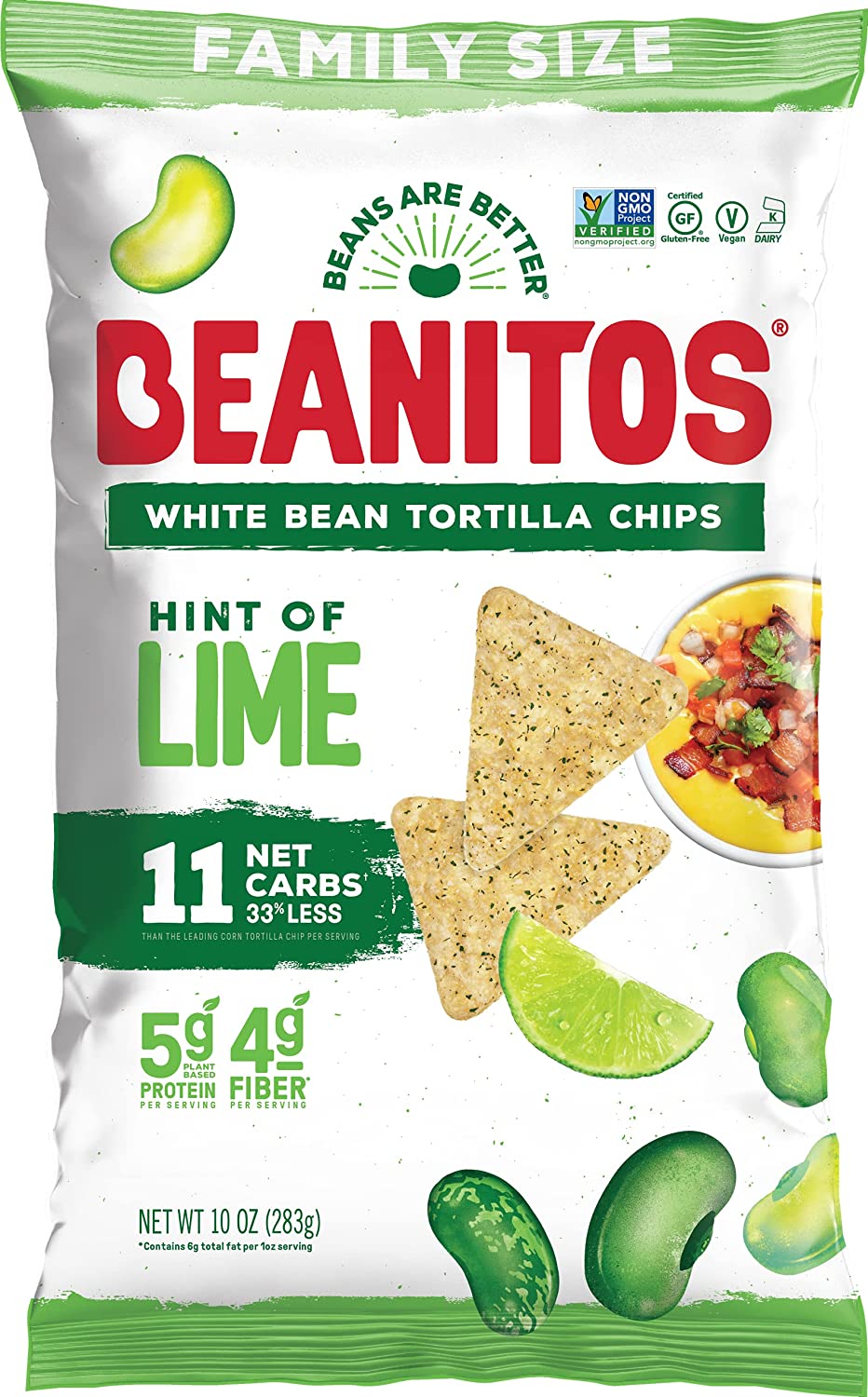 Beanitos – White Bean Chips Hint Of Lime, 10 oz – Pack of 4