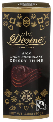 Divine – Dark Chocolate Crispy Thins, 2.8 Oz (Pack of 12)