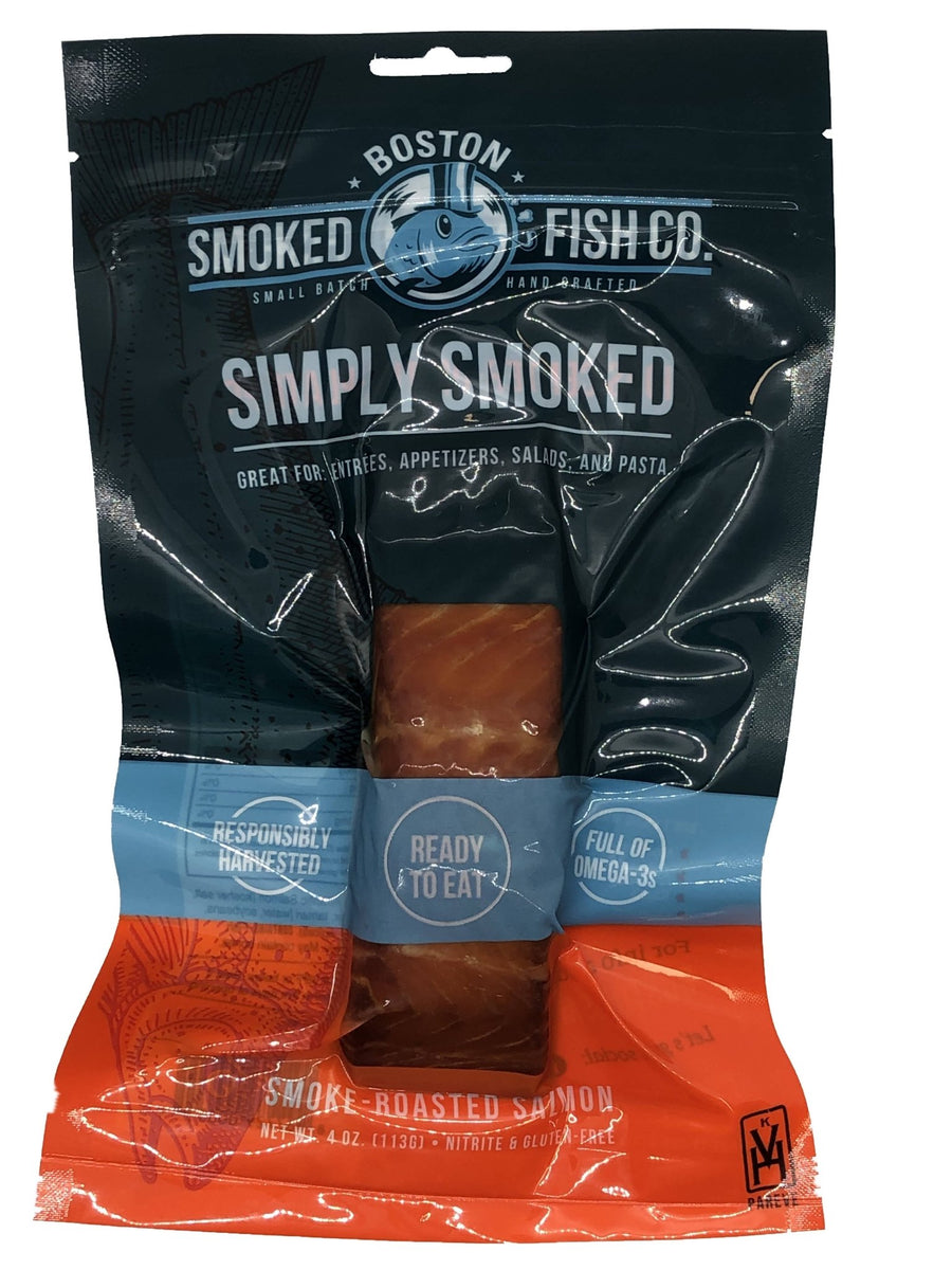 Boston Smoked Fish Co’s Smoked Salmon Portions (Hot Smoked) – 12 x 4 oz