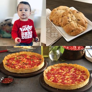 Two Carol’s Cookies, Red Onesie & 2 Lou’s Pizzas