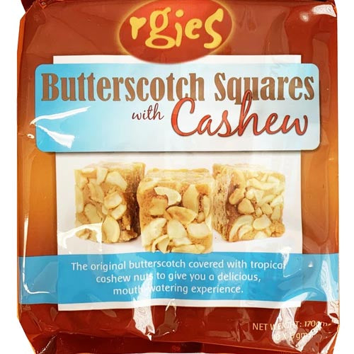 RGIES – Butterscotch Squares with Cashews – 10 Pieces – 170 G