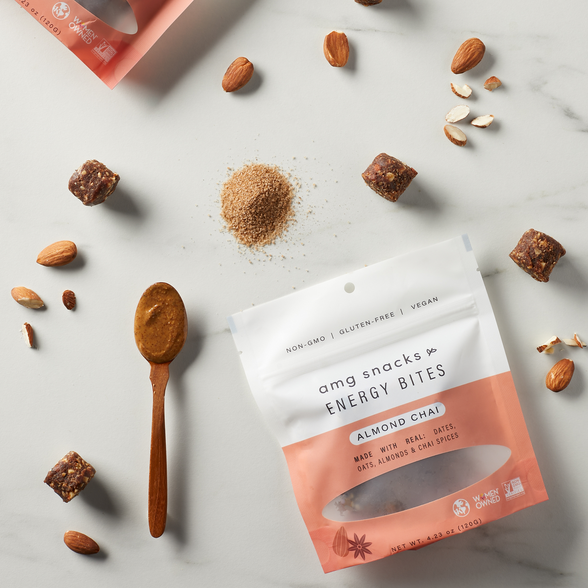 AMG Snacks Almond Chai Energy Bites Pack – 6 Packs x 4 oz case
