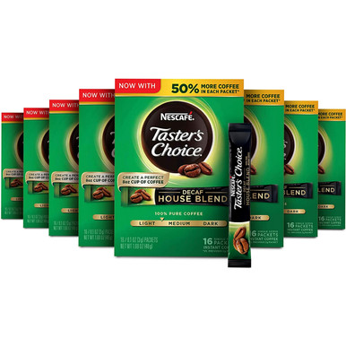Nescafe Taster’s Choice Decaf Instant Coffee Singles, 16 count (Pack of 8)