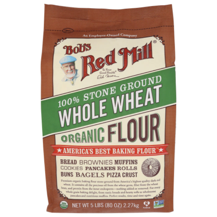 Bob’s Red Mill – Flour, Whole Wheat, Organic, 5 Lb | Pack of 8