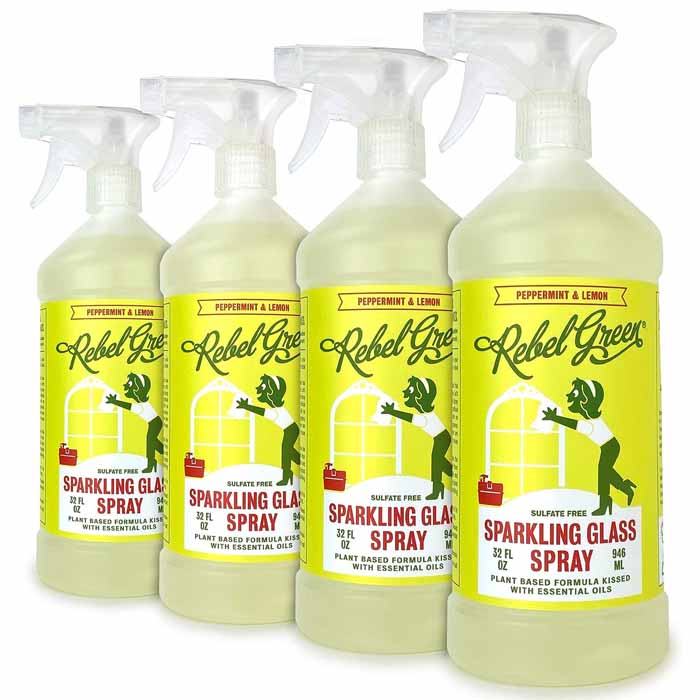 Rebel Green Glass Cleaner Spray Peppermint Lemon 32 Oz – Pack Of 4