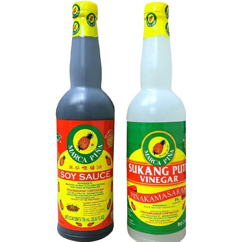 Marca Pina – Vinegar and Soy Sauce Value Pack – 67.08 OZ (1 Litter Bottle of Each)