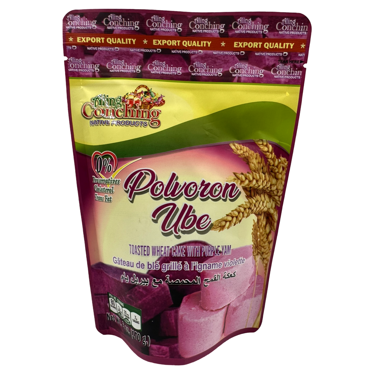 Aling Conching – Polvoron UBE – Toasted Wheat Cake -Purple Yam – 10 Pieces – 170 G
