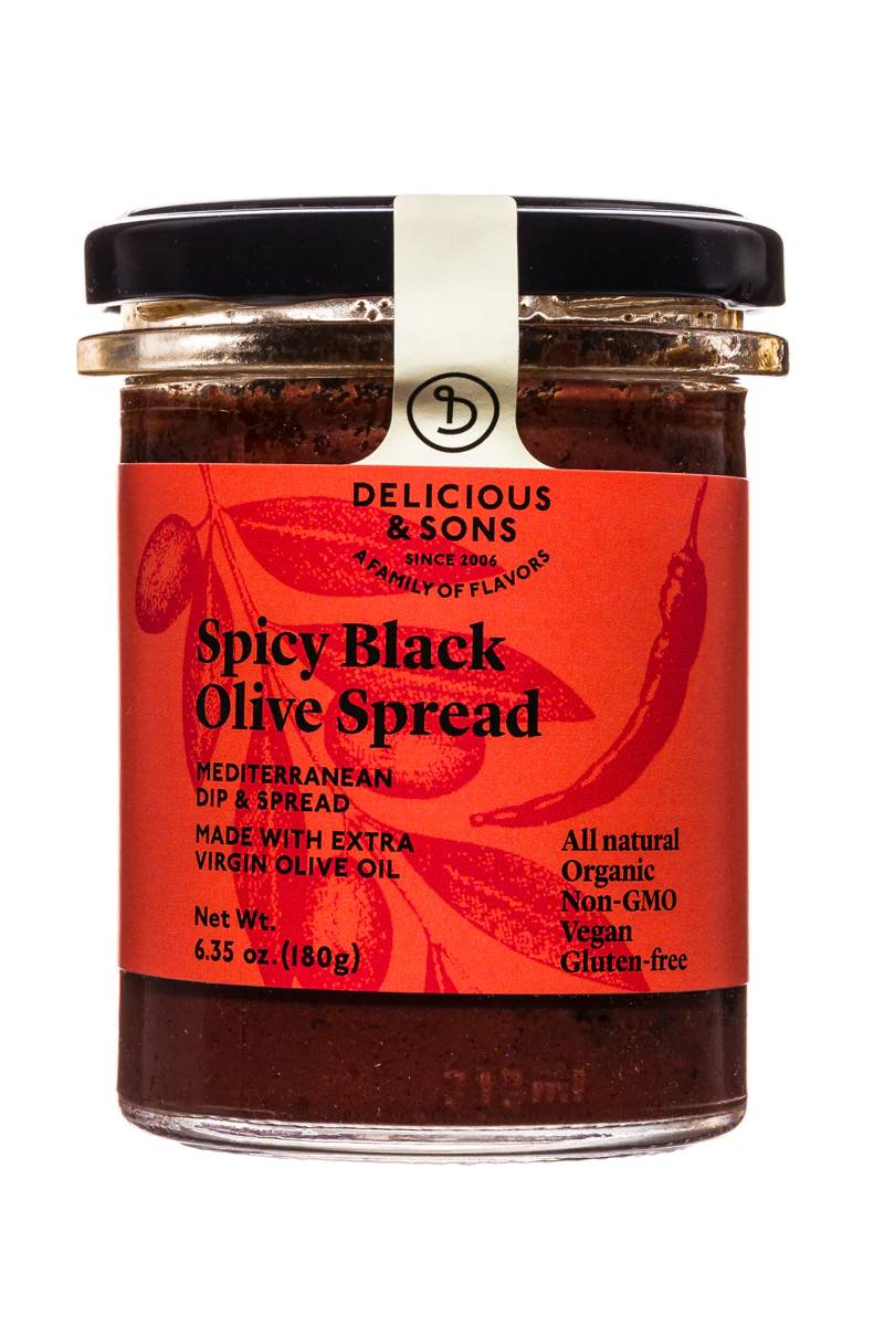 Delicious & Sons Spread Spicy Black Olive, 6.35 Oz | Pack of 6