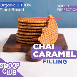 Stroop Club Chai Caramel Plant Based and Organic Stroopwafels Box – 12 packs x 2-pack case