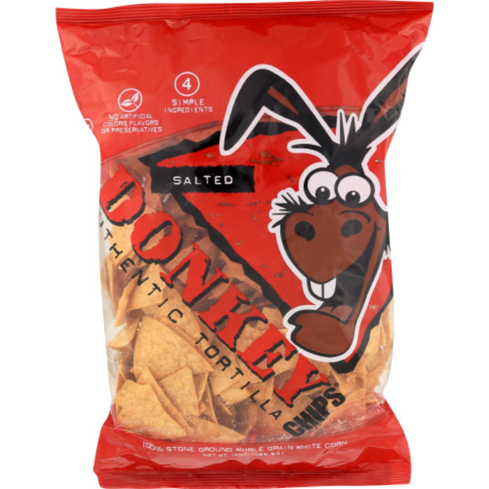 Donkey Chip – Tortilla Salted Chips, 14 Oz (Pack of 12)