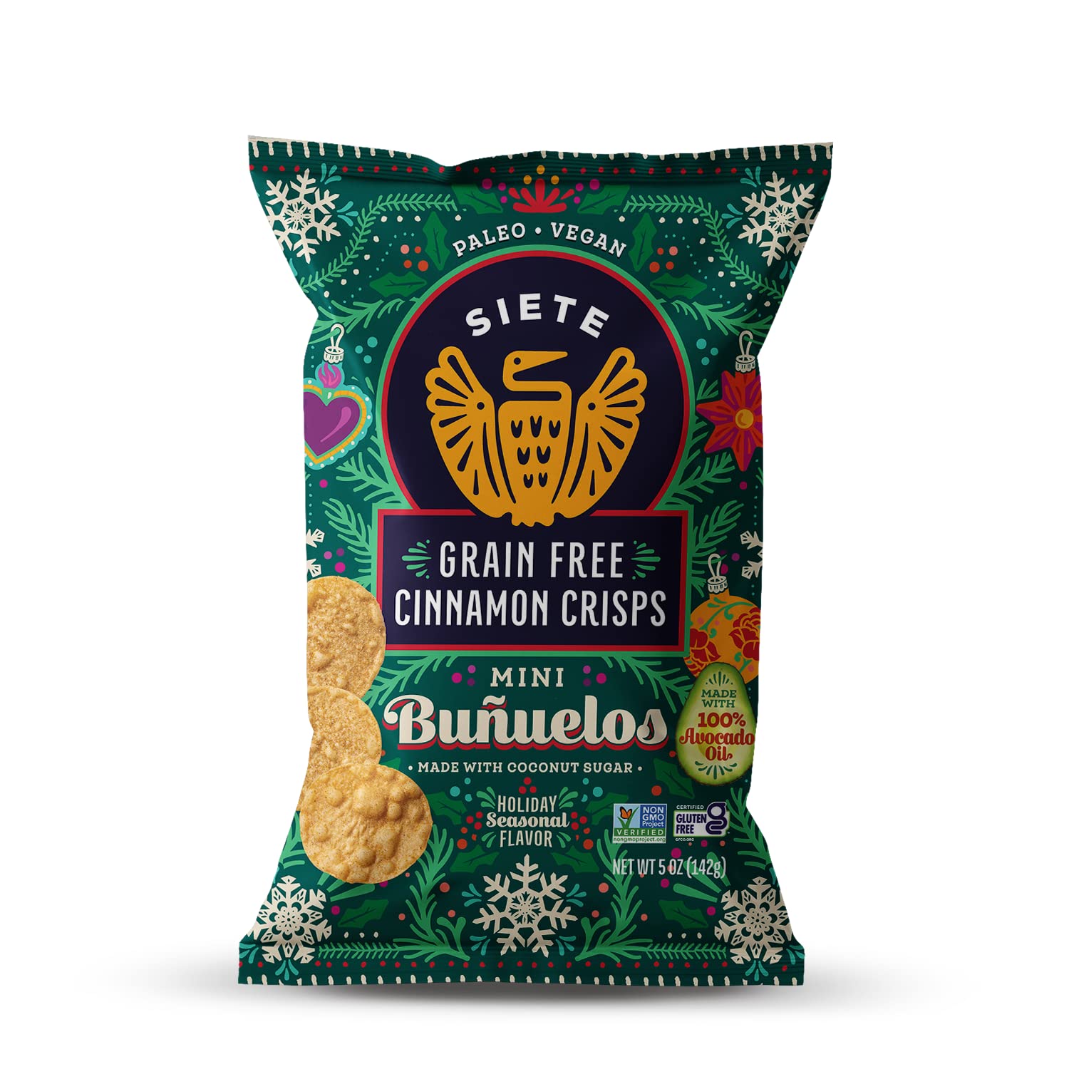 SIETE Bunuelos Cinnamon Crisps, 5 oz | Pack of 12