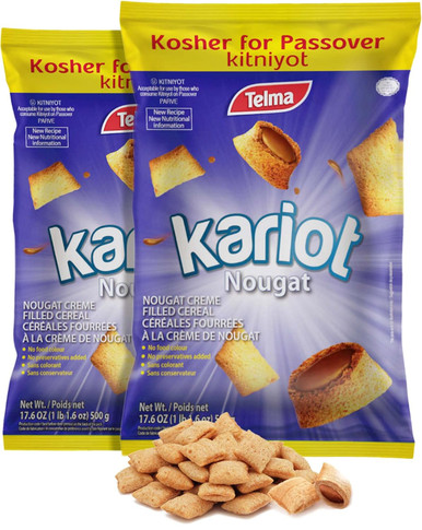 Telma Kariot Nougat Creme Filled Cereal, Kosher for Passover, 17.6 oz (Pack of 2)