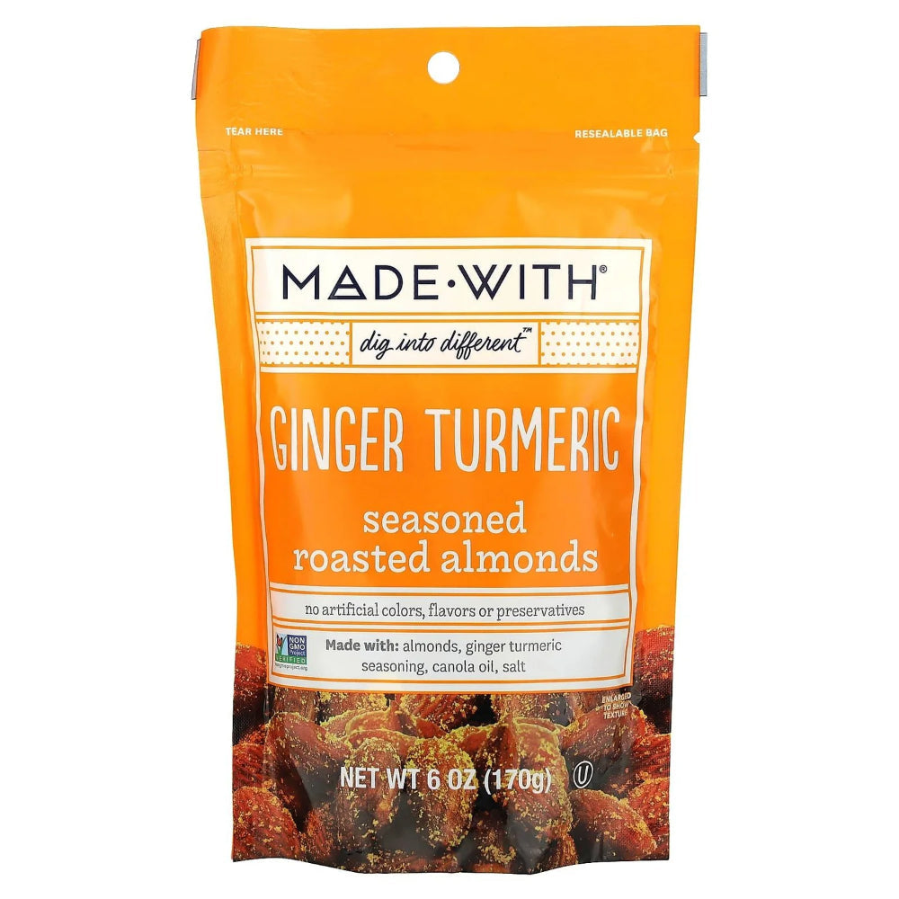 Made With – Seasoned Roasted Almonds Ginger Turmeric, 6 oz | Pack of 1