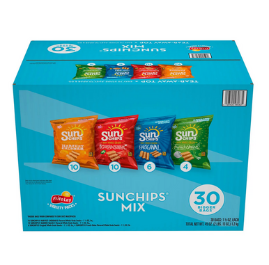 Frito-Lay SunChips Variety Pack Whole Grain Chips, 30 pk