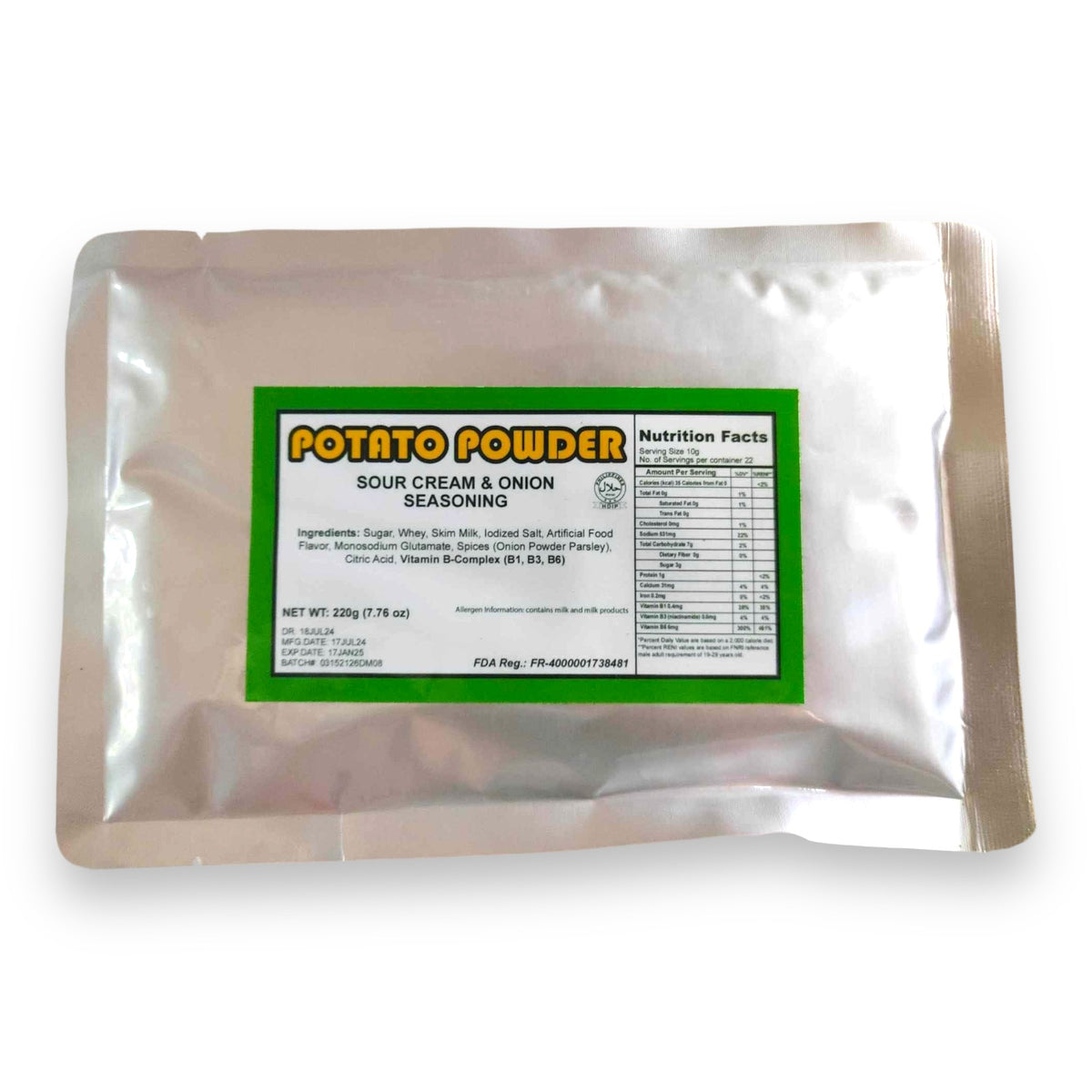 Potato Powder – Sour Cream and Onion Seasoning – 220 G