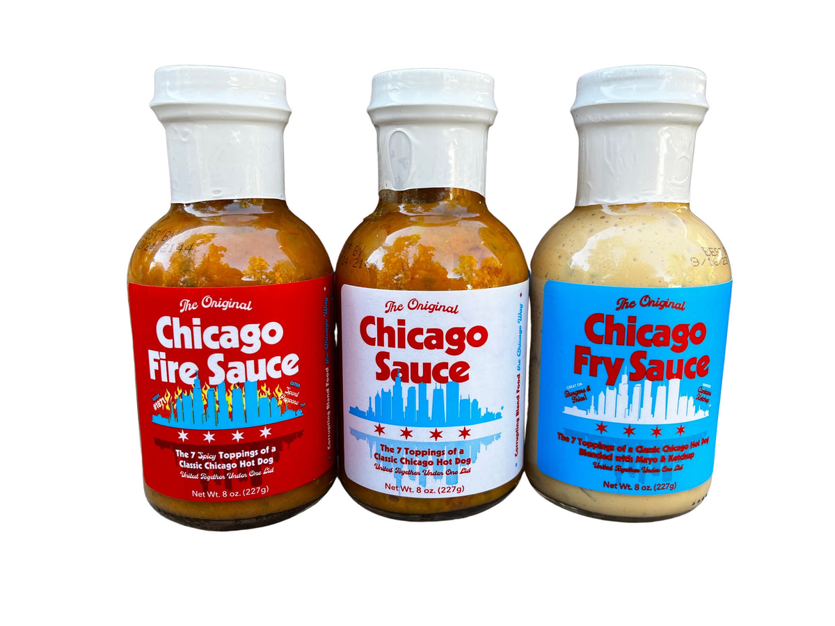 Big Fork Chicago Sauce, Chicago Fire Sauce, & Chicago Fry Sauce Bottles