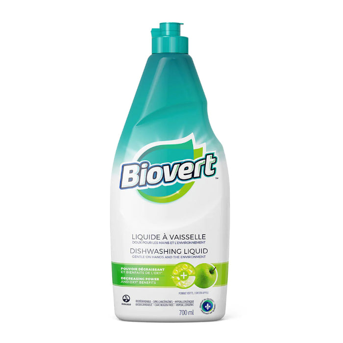 Biovert – Dishwashing Liquid Green Apple, 23.7 Floz (Pack of 12)