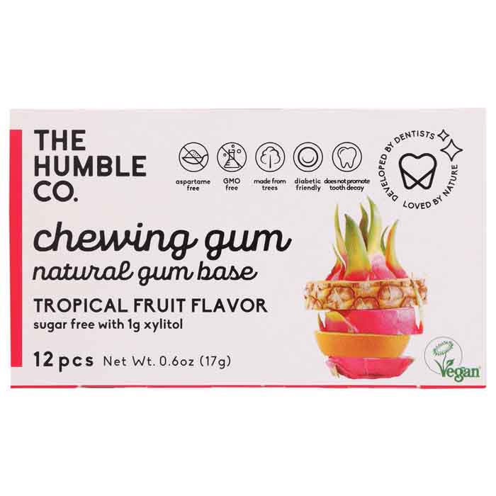 The Humble Co – Chewing Gum Tropical Fruit, 12pieces | Pack of 12